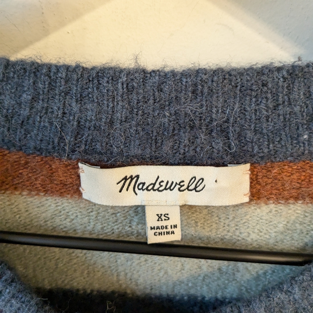 Madewell Pullover Sweater Elmwood Stripe Merino Wool Alpaca Size XS Oversized - Picture 5 of 8